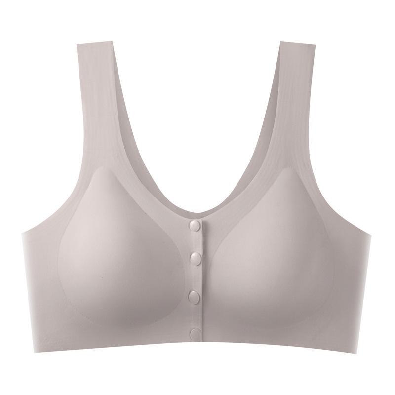 Large Size Ice Silk Front Open Button Bra Seamless Pregnant Women Breastfeeding Vest Gathering Anti-sagging Bra Wholesale