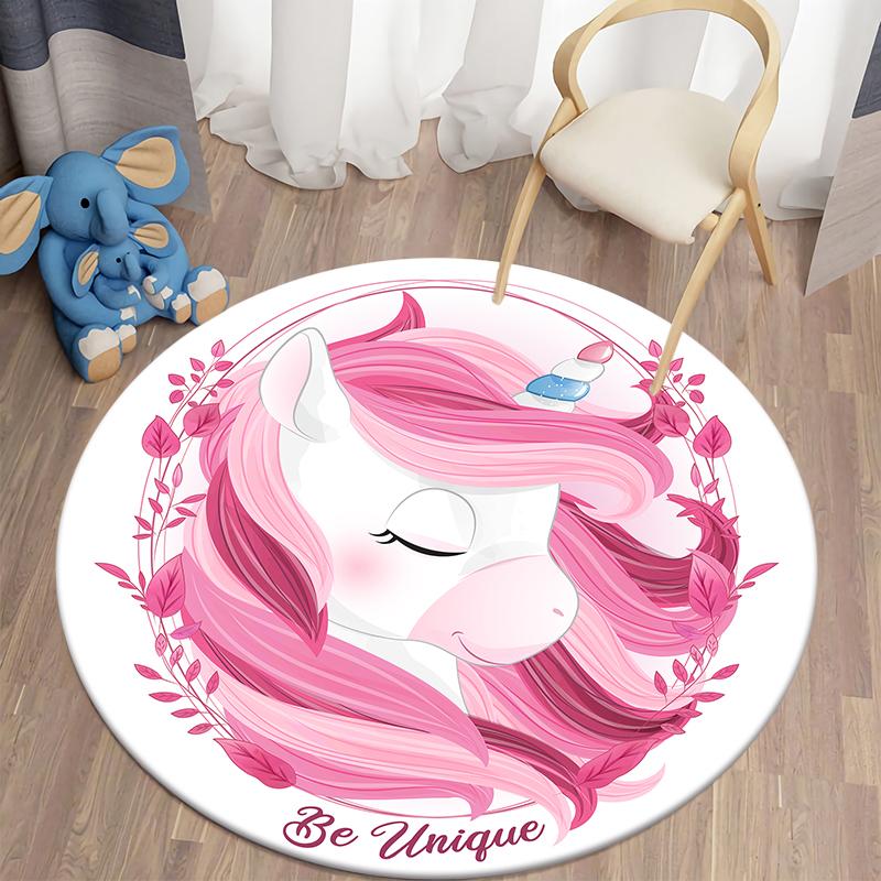 Unicorn Kids Rugs for Living Room Rugs Kids Animal Rugs Kids Games Round Rugs In Kids Room Home Decor Floor Mats
