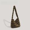 Autumn and Winter Bags Niche Fur Bag Plaid Tilted Strap Plush Tote Bag Shoulder Bag