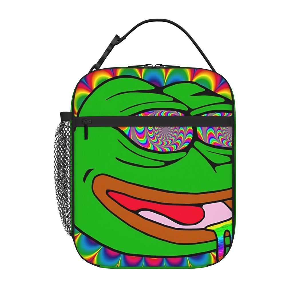 1 Piece Portable Lunch Container Psychedelic Zipper Closure Durable Pocket Pepe the Frog For Lunch Box Bag