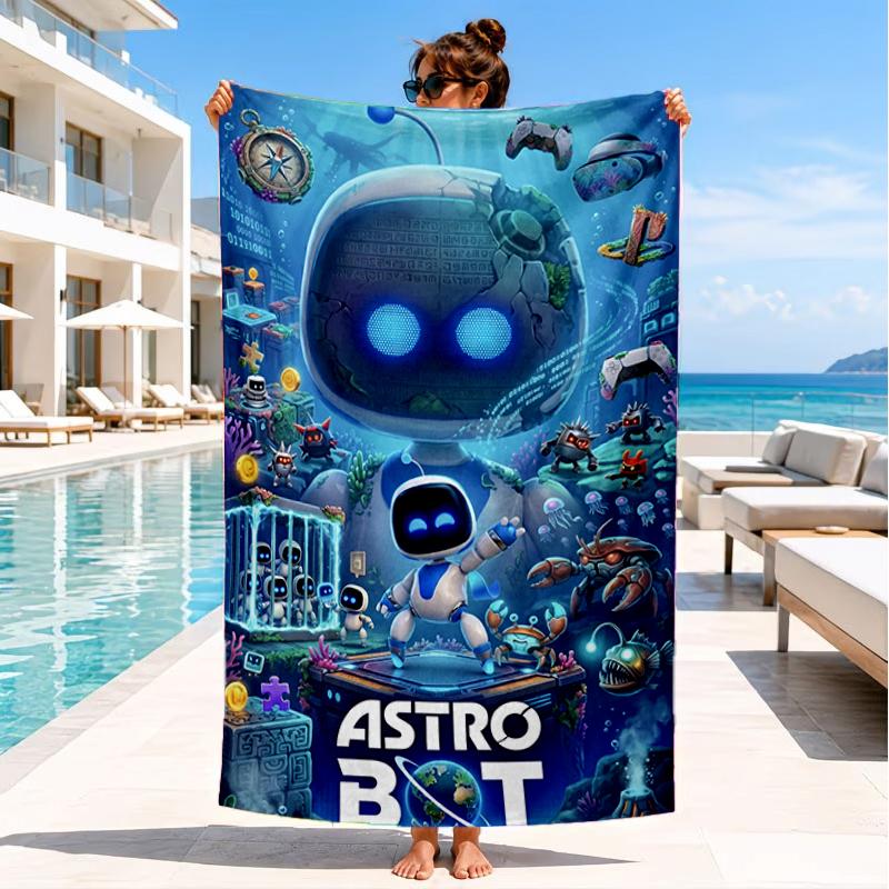 Underwater Adventure Robot Beach Towel, Super Soft Microfiber, Perfect Gift for Her/Him, Birthday, for Pool, Beach, Travel, Decor Beach Party