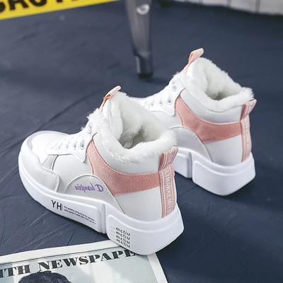 Botas de Invierno para Mujer Botas de Nieve Femeninas Cuero PU Cordones Zapatillas Punta Redonda Plataforma Mujer Lana Tobillo Zapatos Cálidos