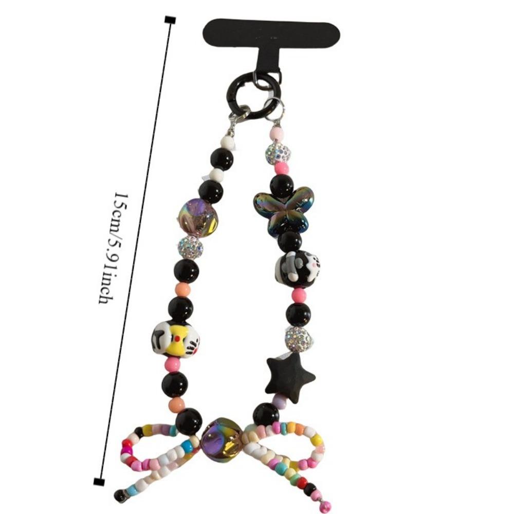 Candy Color Bead Phone Pendant Cute Phone Wrist Strap Lovely Beaded Phone Chain  Decoration