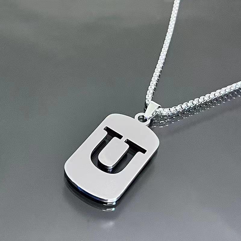 26-Letter English Alphabet Necklace: Simple, Unisex, Trendy Design for Students and Couples