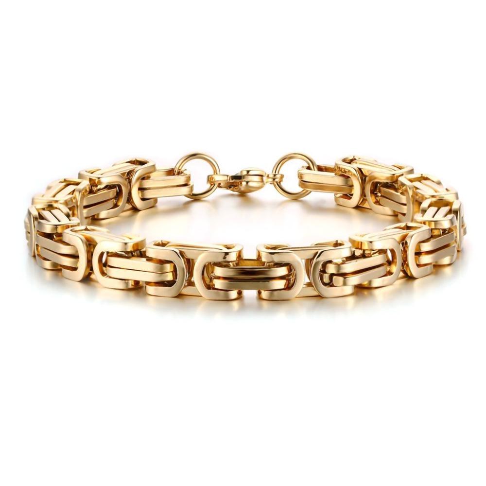 8mm Titanium Steel Emperor Chain Bracelet Stainless Steel Square Buckle Interlayer Color Taiyuan Steel Bracelet Handmade Locomotive Bracelet