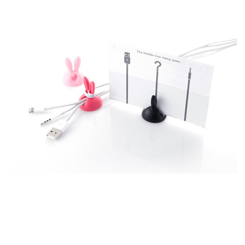 4pcs Wholesale Colorful Rabbit Wire Clamp Desk Neatly Wire Usb Car small rabbit wire  Charger Wire Rack Accessories Secure Desk