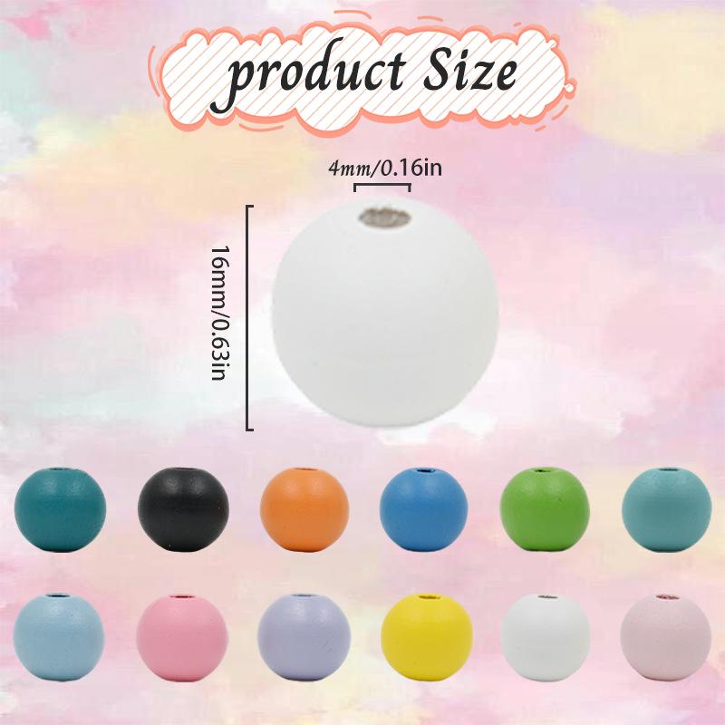 Hewood 16MM Matte Candy Color Round Wood Beads for DIY Jewelry Accessories