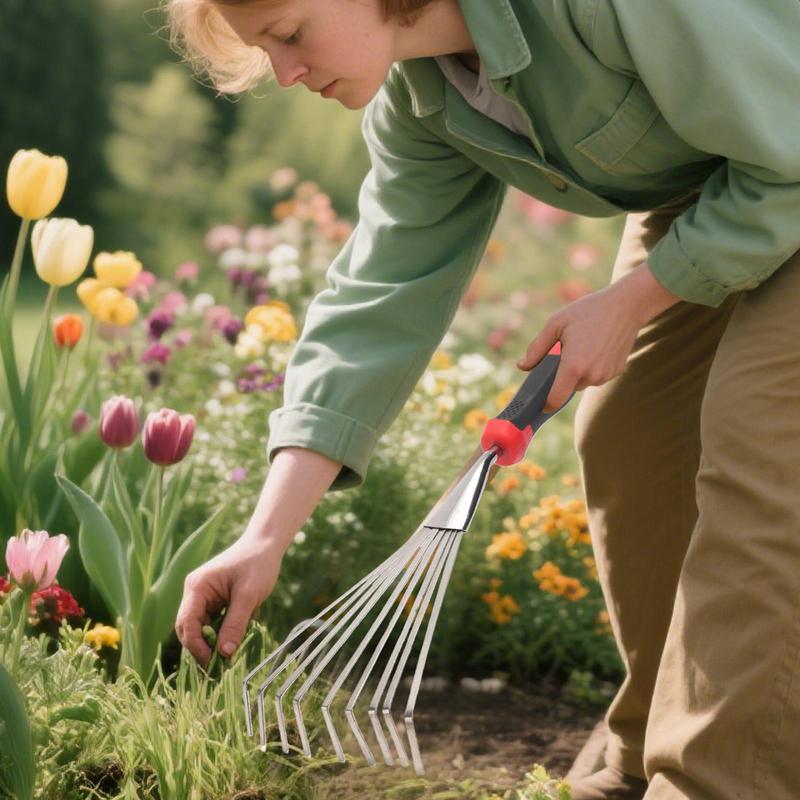 Hand Rake Small Garden Rake Hand Cultivator Tool Short Metal Soil Tiller Manual Weeding Gardening Tool For Planting Lawn Yard