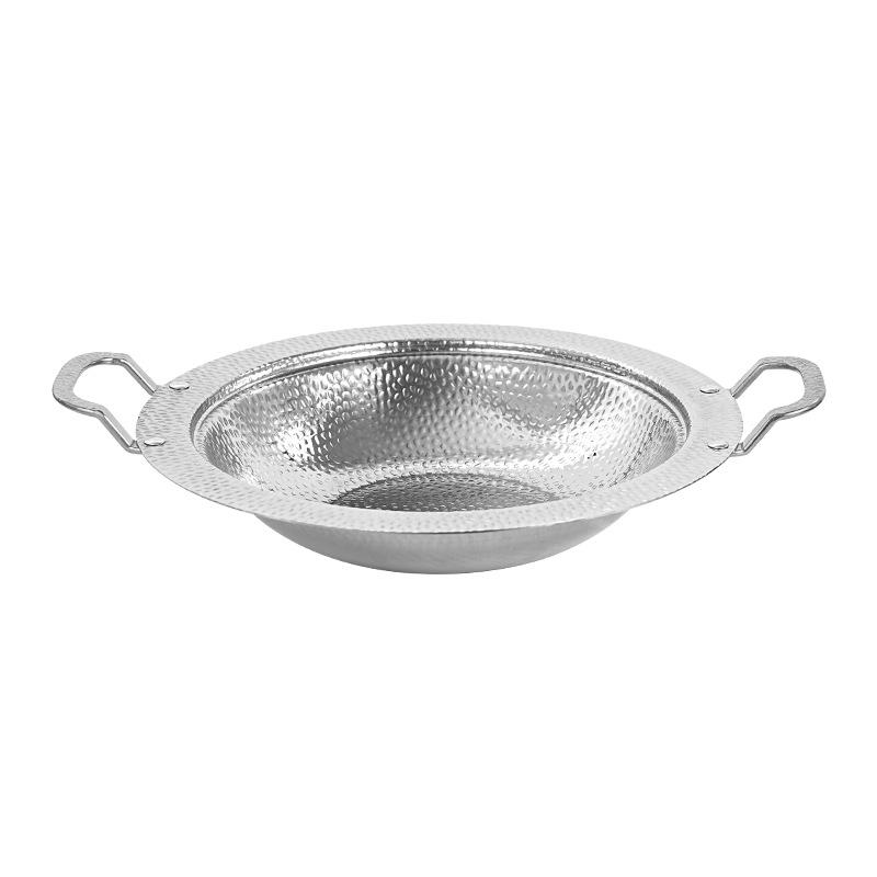 Двуручный чеканный stainless steel сухой горшок для коммерческого использования - Маленькая плоская спиртовая горелка для ресторана 20 cm