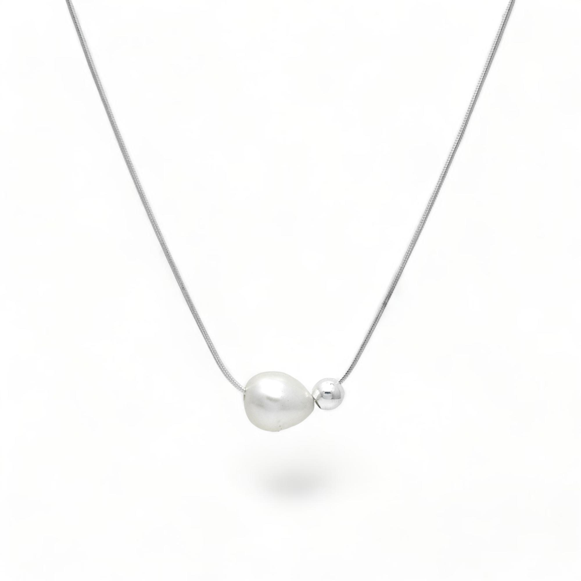 

Мінімалістичне перлове намисто, намисто зі стерлінгового срібла, подарунок на річницю, намисто для неї, ланцюжок білий