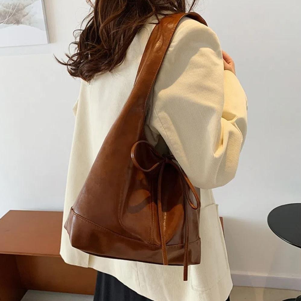 New Deisgn Y2k Shoulder Bag Large Capacity Leather Tote Bag Fashion Bow Underarm Bags  Handbag
