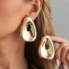 IngeSight.Z Exaggerated Irregular Teardrop Shape Metal Stud Earring for Women Creative Hollowout Piercing Ear Accessory Jewelry