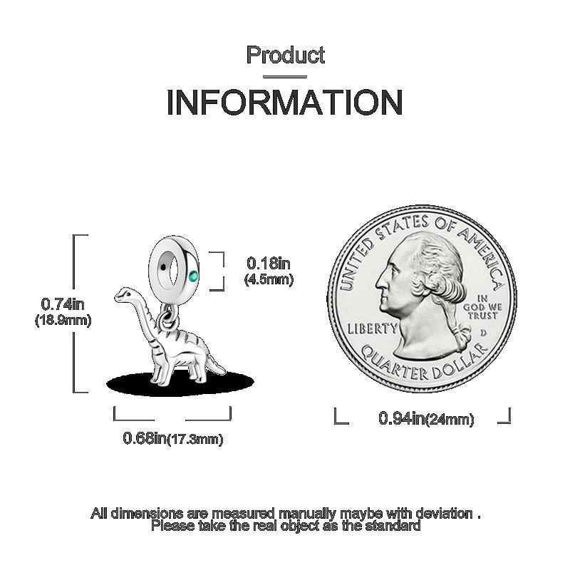 Copper Jurassic T-Rex Flying Dragon Charm Pendant Beads Fit Original Bracelet For Women Jewelry Making