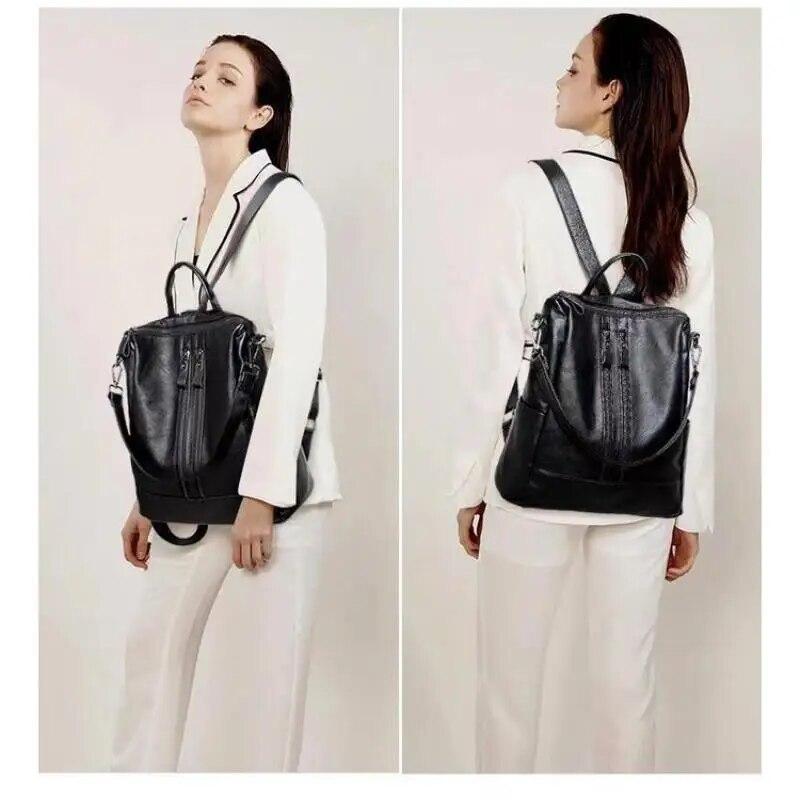 2024 New Fashion Shoulder Leather Travel Backpack Handbag Large Girls Backpack