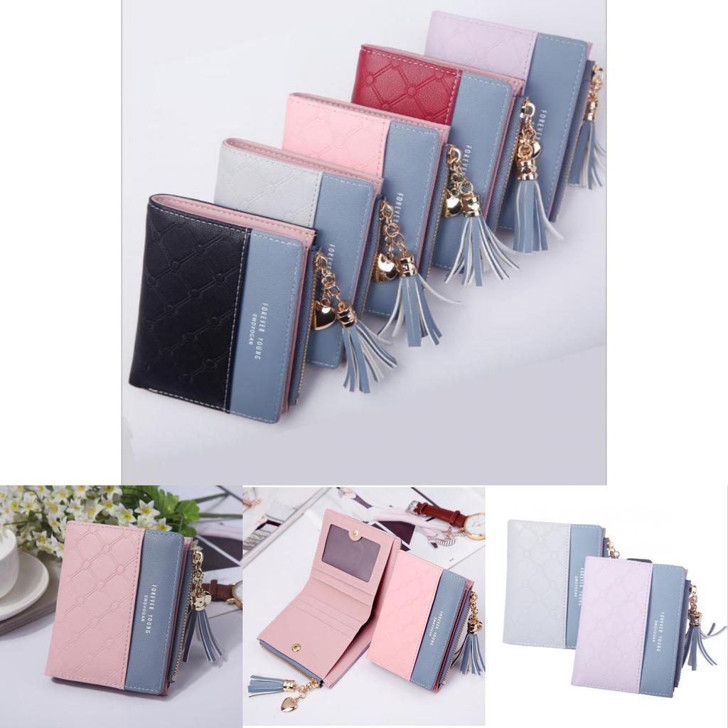 Chic Fashion Women Short Wallets In Pu Leather With Stylish Tassel Zipper And Card Holder