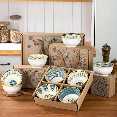 Keramikschüssel Böhmischer Stil Set Küchen Nudelschüssel Handbemaltes Geschirrset Mikrowellengeeignet Geschenkbox Geschirr