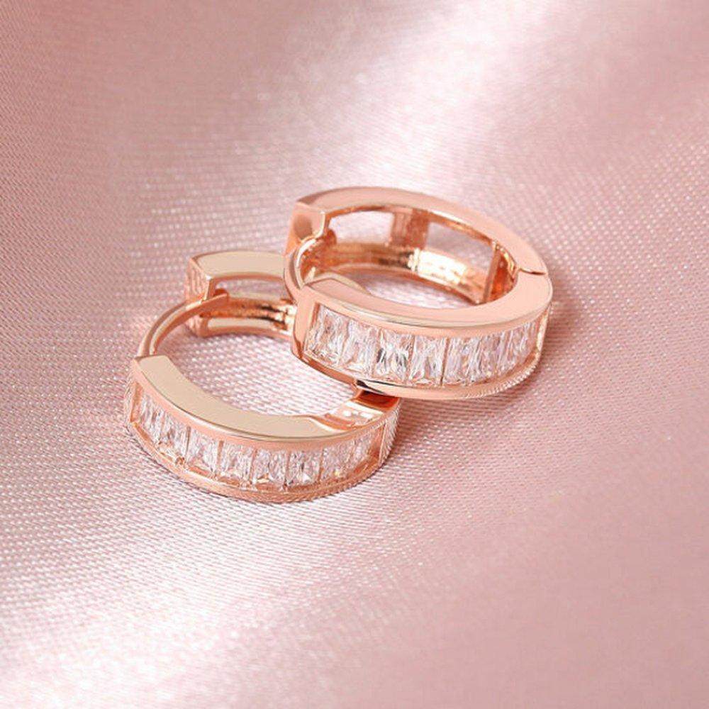 [] 14K Gf Ines Goldfield Pin Cubic Ring One-Touch Earrings