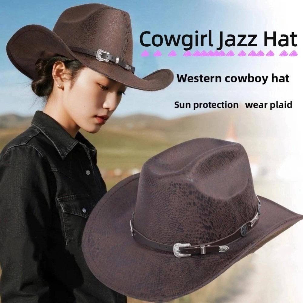 Serpentine Western Cowboy Hat Ethnic Style Visor Caps Vintage Cowgirl Jazz Hat  Sun Protection