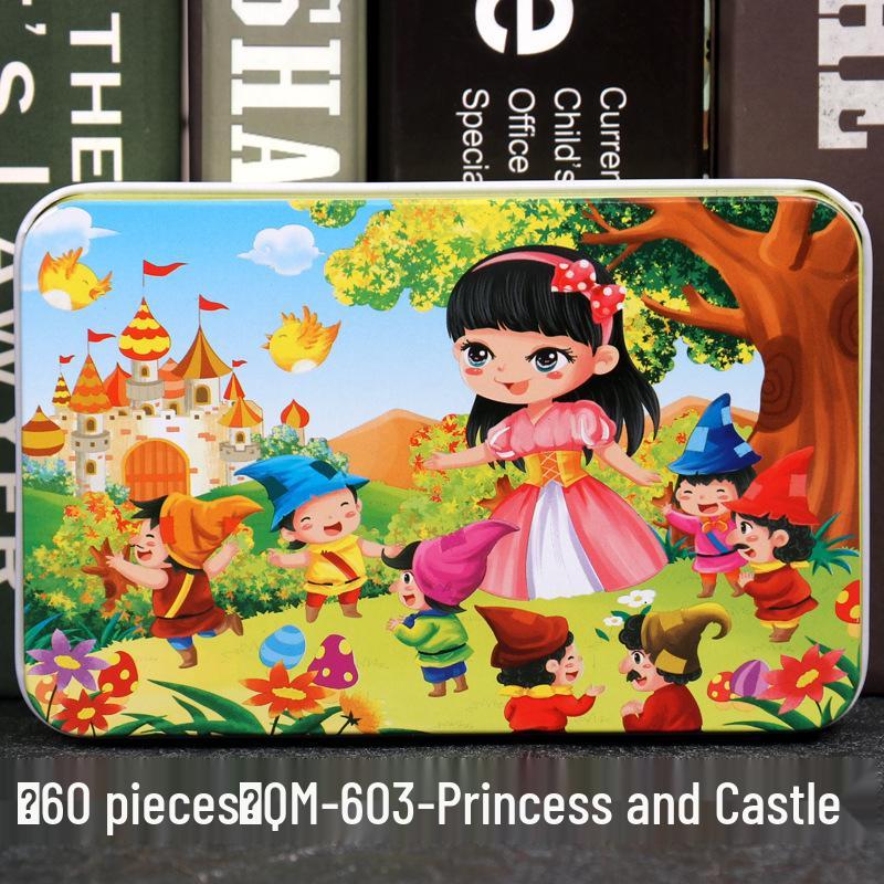 60-Piece Cartoon Puzzle Tin Box for Toddlers Aged 3-6 – Early Education and Intellectual Development Toy for Boys and Girls