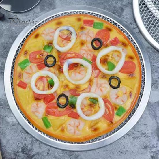 Aluminum Baking Pan Alloy Pizza Screen, Non Stick Mesh Pan, Professional Tool Round Crisper Tray for Oven Home Kitchen Restaurant Cooking Griddle