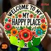 Vintage "Welcome To My Happy Place" Floral Aluminum Sign