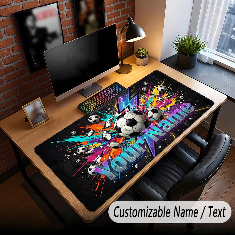 Soccer Theme Custom Mouse Pad Personalized With Name Text Customized Desk Mat For Office Home Decor