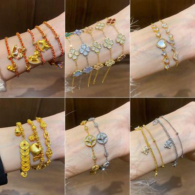 Bracciale con Ciondolo Ovale in Zircone Placcato Oro Lussuoso - Raffinata Gioielleria da Donna in Stile Coreano