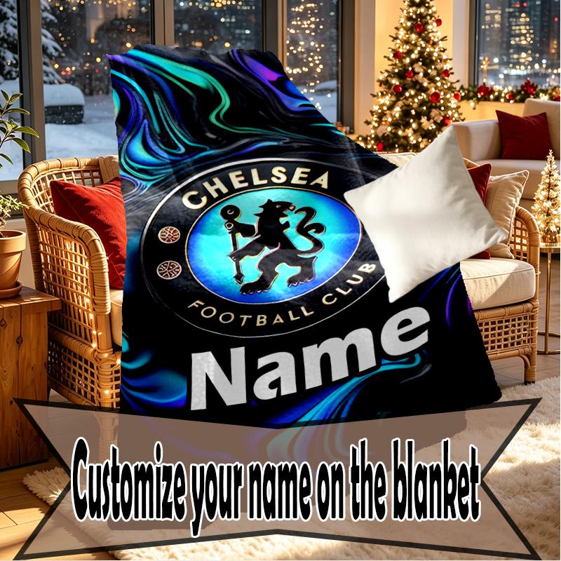 Custom Name Personalized football club F.C Print Blankets, Home Decor, Bedroom, Sofa, Camping, Couch, Gifts for Birthday Christmas