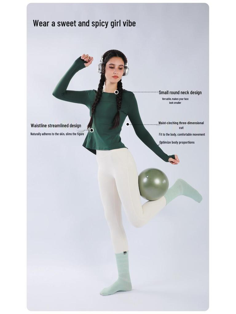Women's Long Sleeve Yoga Top with Finger Loops - Back Slit Running & Fitness Apparel