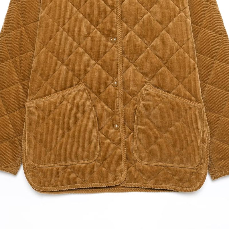 Kaslead New Women Clothes Western Style Fashion Pure Cotton Corduroy Long Sleeve Jacket