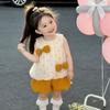 Girls Summer Fresh Princess Sleeveless Top And Shorts Set Baby Kids Casual Two Piece Outfit For Outdoor Wear