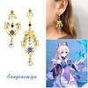 Genshin Impact Brincos Delicados, Zhongli Mona Xiao Barbatos Ayaka Kazuha Tartaglia Barbara Hutao Cosplay Ear Studs