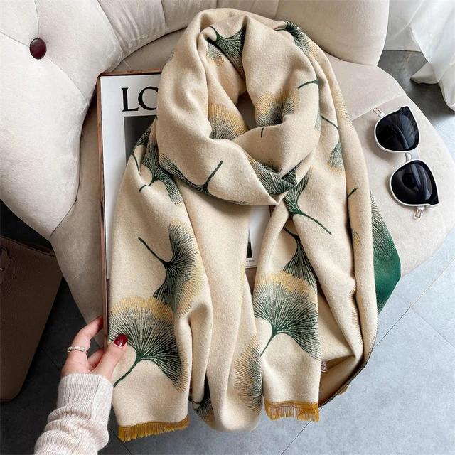 Thick Blanket Winter Warm Scarf For Women Fashion Floral Print Cashmere Shawl Wraps Pashmina Scarf Stoles Bufanda Female
