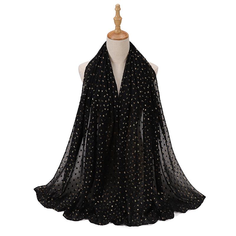 Bubble Pearl Scarf Stamping Chiffon Hijabs For Women Plain  Head Hijab Wrap Solid Shawls Headband Foulard Femme Muslim Hijab