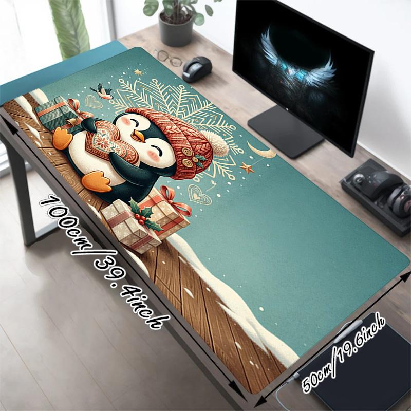 Penguin Gift Xl Gaming Mouse Pad Nonslip Rubber Base Stitched Edge Waterproof Desk Mat For Pc Laptop Gamer Office Computer Accessories C927507