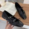 Fashion Female Shallow Footwear Red Women Ballet Flats Shoes Buckle Strap Fashion Butterfly-Knot Round Toe Ladies Flats Shoes Big Size