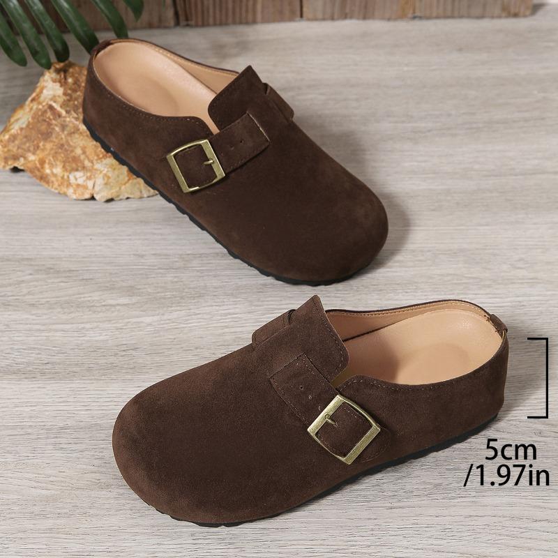 A New Style of Women's Casual Shoes with Thick Soles and Half Slippers, One Foot