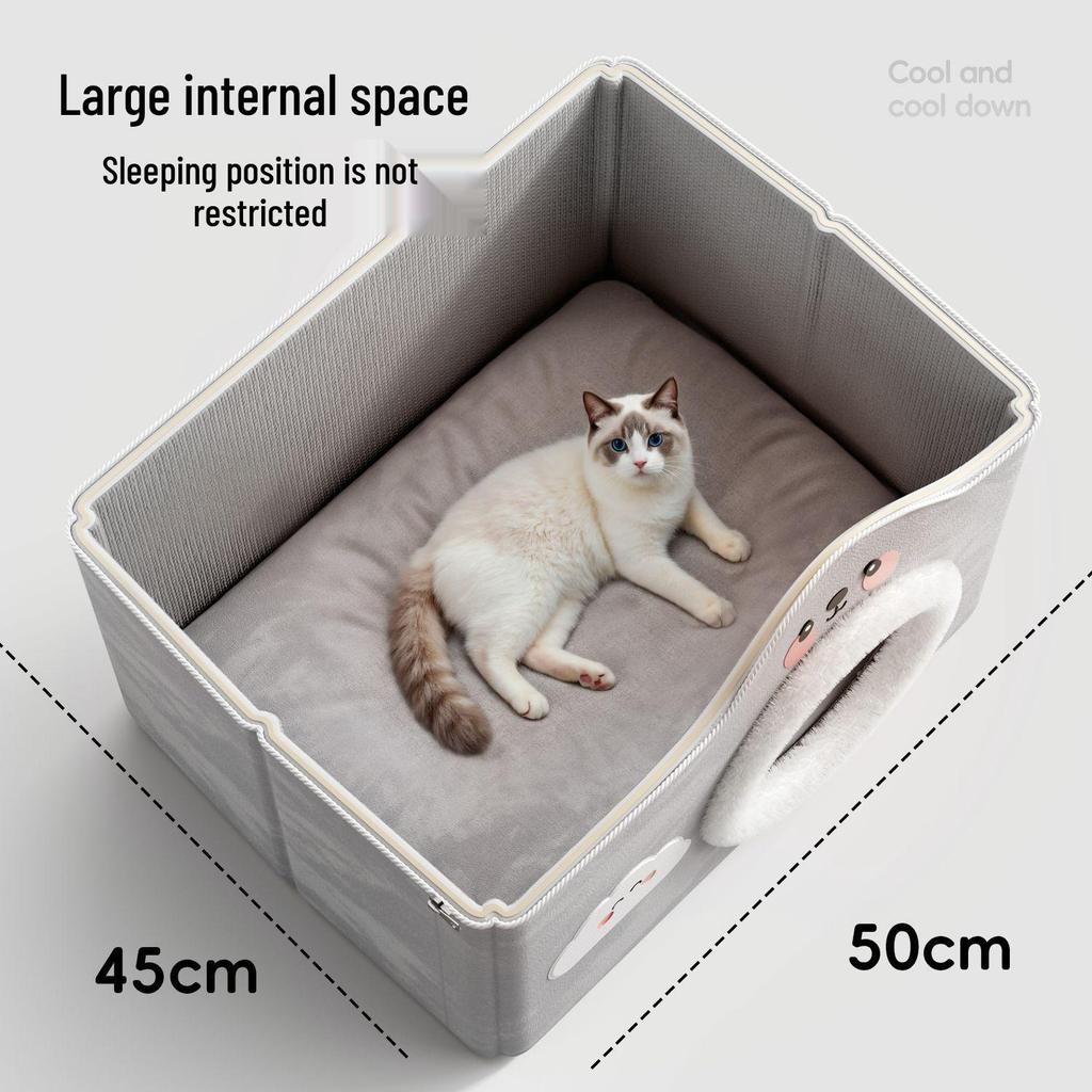 Vier Jahreszeiten Halboffenes Warmes Katzenbett für Komfort und Sicherheit