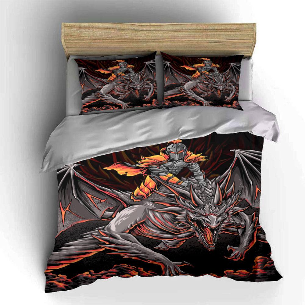 Knight and dragon motif. Bedding sets Duvet cover sets Duvet covers Pillowcases(1 * Duvet Cover 2 * Pillowcases, without duvet insert)