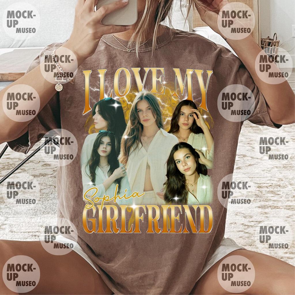 Custom Girlfriend T-Shirt: Personalized Girlfriend PNG Gift, Custom 'I Love My Girlfriend' T-Shirt, Photo Bootleg Girlfriend Gift Png