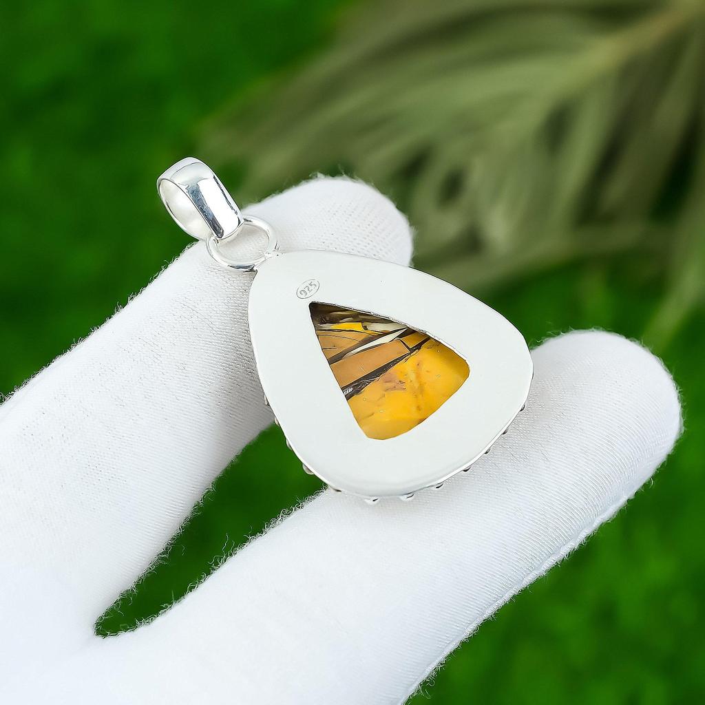 Natural Brecciated Mookaite Gemstone 925 Sterling Silver Pendant For Girls