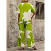 JKASHDK Women's Fashion Casual Summer Spring Flower Pattern Print Short Sleeve V-Neck Trousers Pants Suits