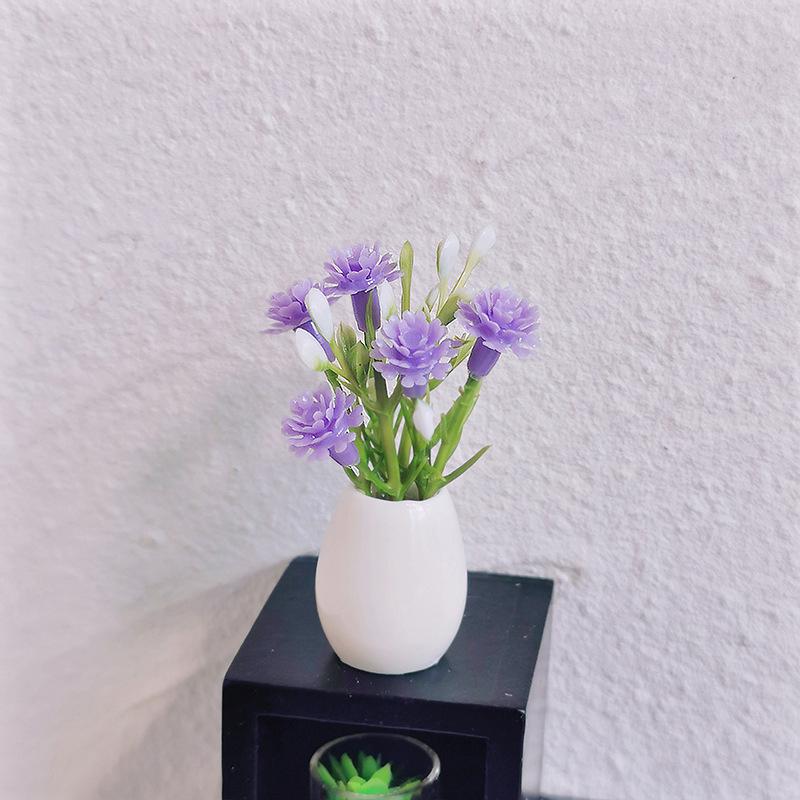 

1/12 Dollhouse Mini Flower Potted Plants Model Doll Home Micro Landscape Garden Bonsai Decoration Dolls House Decor Accessories фиолетовый