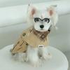 British Style Dog Coat Beige & Brown Plaid with Adjustable Straps Durable Polyester Pet Gentleman's Vest for Small Medium Dogs