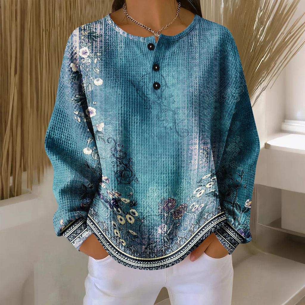 Women's Casual Shirts Long Sleeve Tops Button Up V Neck Loose Knit Fall Favorites For Women
