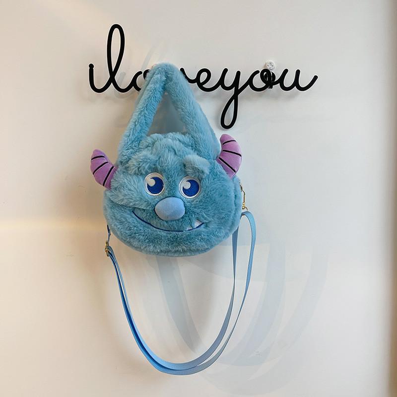 Mini Borsa a Spalla Peluche di Sulley con Design Ricamato per Uso Casual