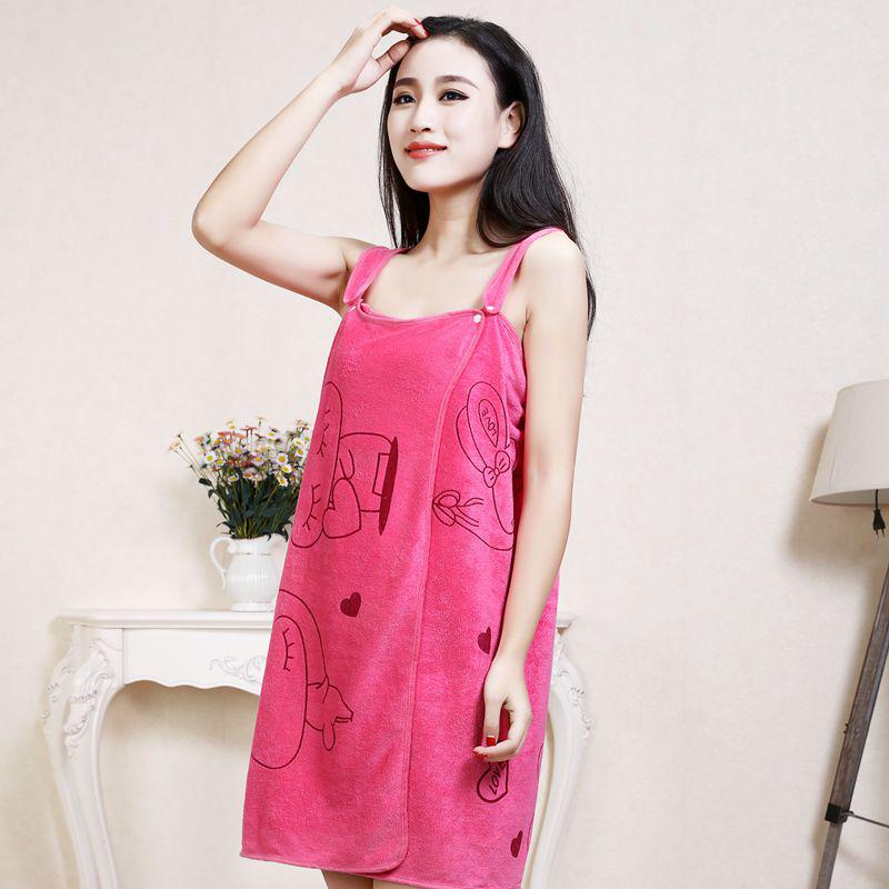 New Variety Magic Wearable Bath Towel Microfiber Adult Ladies Suspender Bath Skirt Cartoon Beach Towel Bathrobe