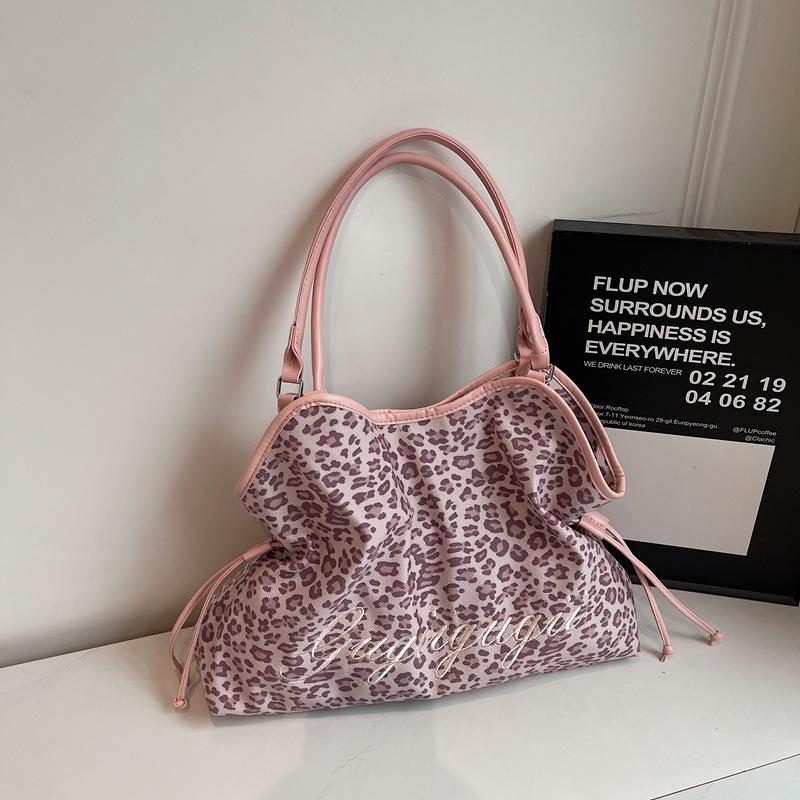 

Проста та повсякденна сумка-тоут, Велика ручна сумка, Сумка через одне плече рожевий/леопард друку кольору