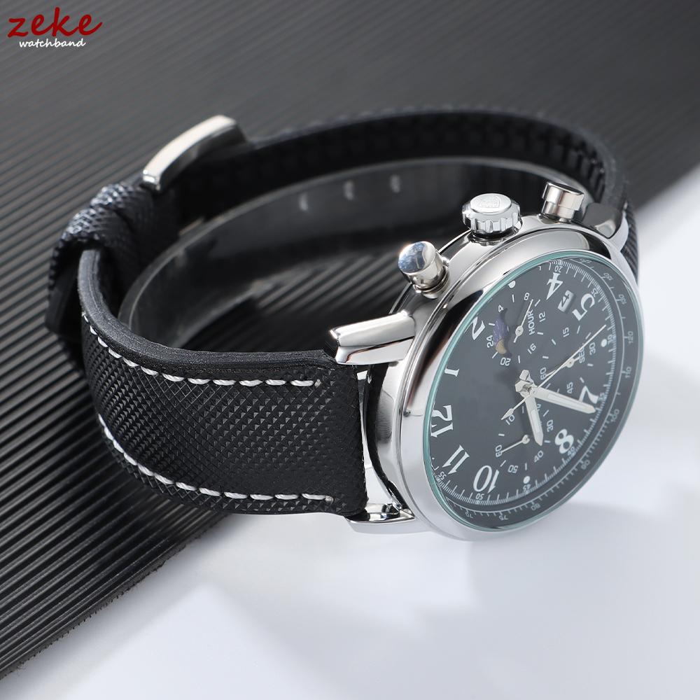 20mm 22mm 24mm Premium Silicone Watch Band Silver Buckle Waterproof Soft Rubber Strap Stitching Belt Replacement Universal Watch