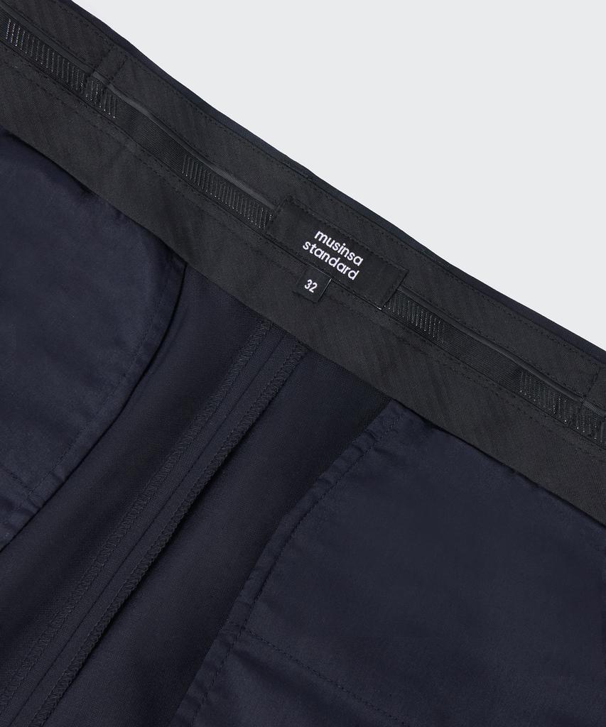 MUSINSA STANDARD Summer Wool Two-Pleat Wide Hidden Elastic Waist Slacks [Navy]